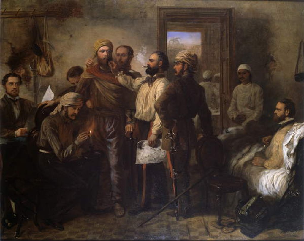 Detail of Thomas Henry Kavanagh VC being disguised as a native during the Indian mutiny at the siege of Lucknow, 9th November 1857, c.1860 by Chevalier Louis-William Desanges