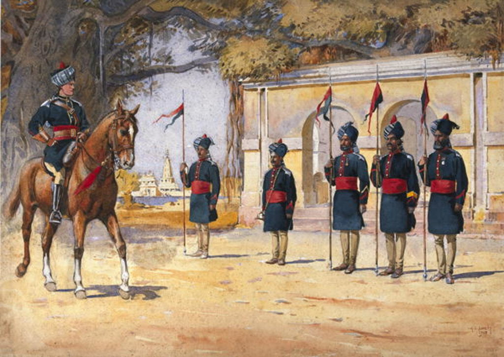 Detail of Soldiers of the 10th Duke of Cambridge's Own Lancers, 'The Quarter Guard' by Alfred Crowdy Lovett