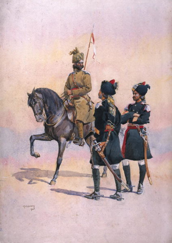 Detail of Soldier of the 37th Lancers Baluch, the 36th Jacob's Horse Pathan and the 35th Scinde Horse, Kot Daffadar Baluch by Alfred Crowdy Lovett
