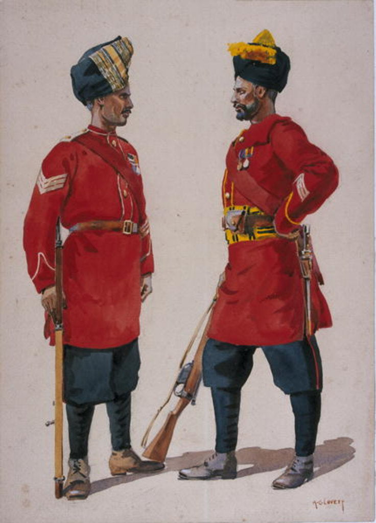 Detail of Soldiers of the 5th Light Infantry, Musalman Rajput and the 6th Jat Light Infantry, Jat Havildars by Alfred Crowdy Lovett