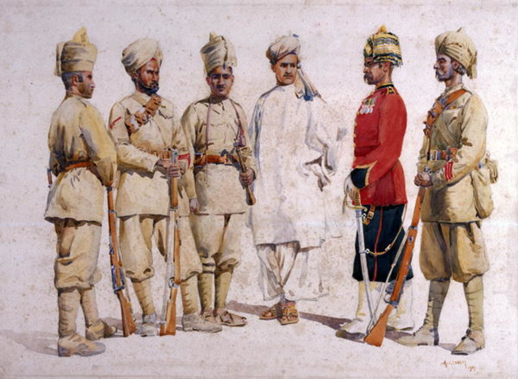Detail of Soldiers of the 19th Punjabis Afridi of Tirah by Alfred Crowdy Lovett