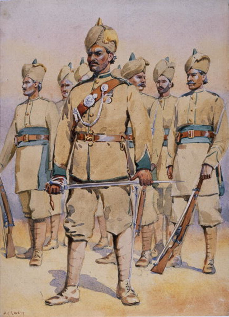 Detail of Soldiers of the 33rd Punjabis, Subadar, Punjabi Musalmans by Alfred Crowdy Lovett