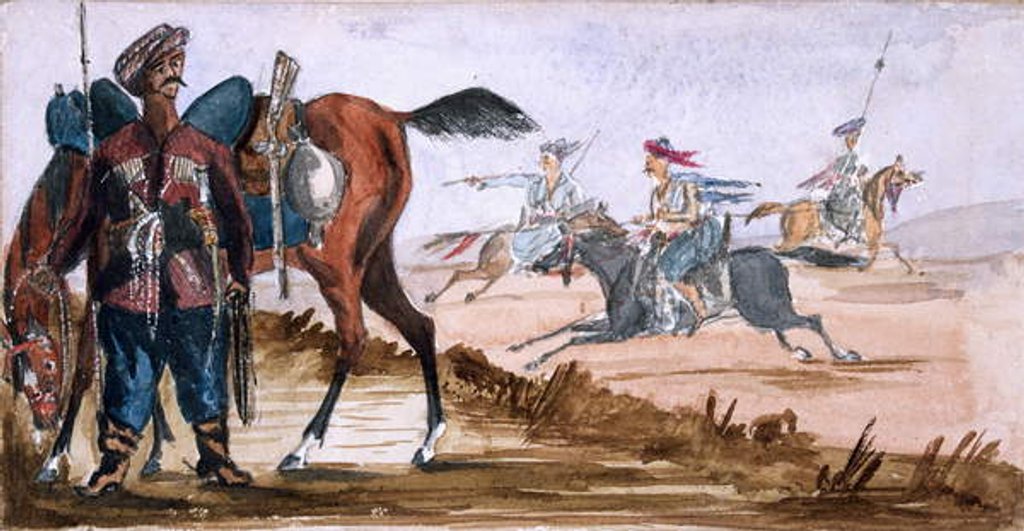 Detail of Bashi Bazouk of Circassia, & others at exercise in the background by William Thomas Markham