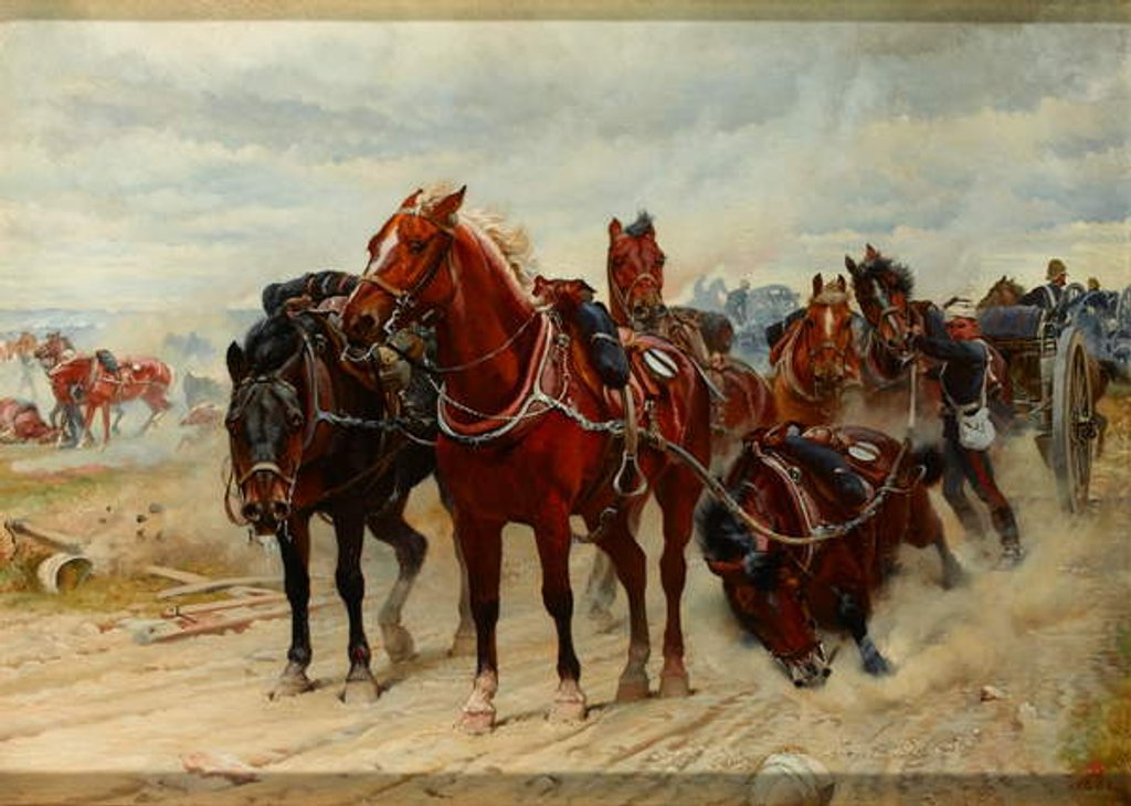 Detail of Patient Heroes, a Royal Horse Artillery Gun Team in action, 1882 circa by Lady Butler