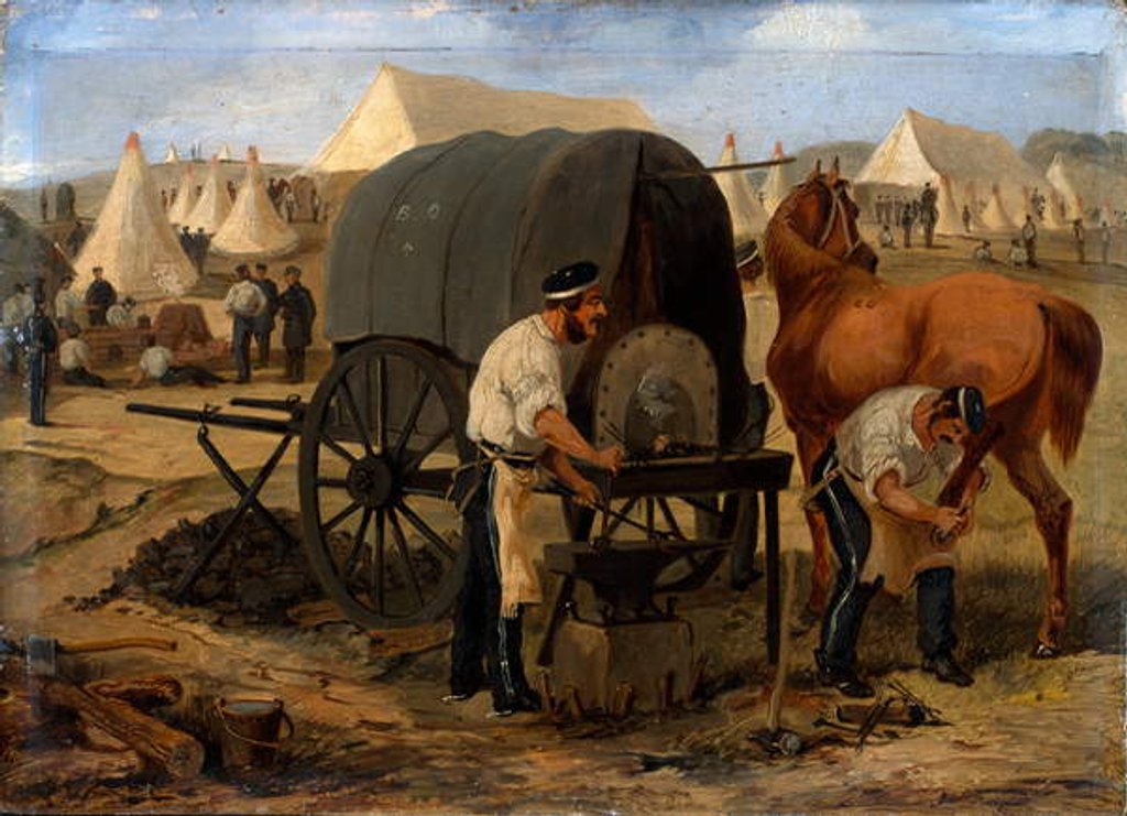 Detail of Farriers of the 17th Regiment of Dragoons, Chobham Camp, 1853 by Samuel Alken