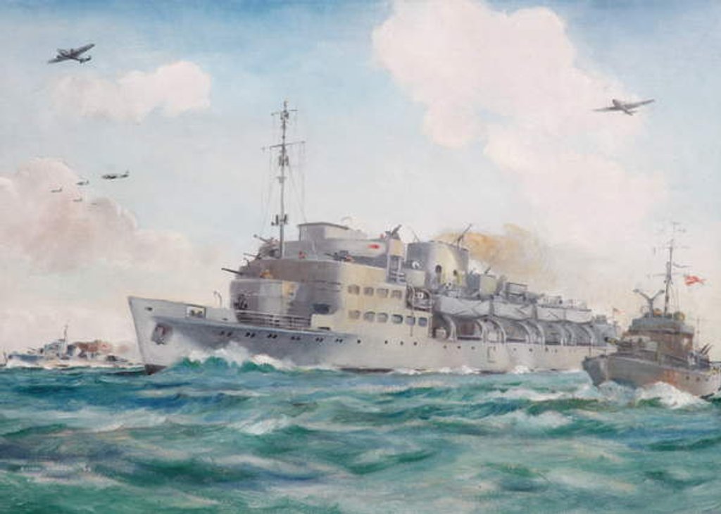 Detail of HMS Prins Albert en route to Dieppe carrying No 4 Commando, 19 August 1942 by Brian Joseph Mullen