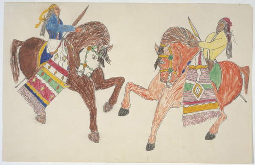 Detail of Two men on horseback by Frederick Gokliz