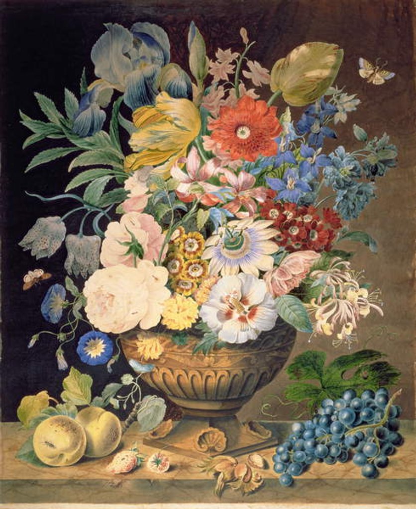 Detail of Flowers and Fruit, 1828 by Emma Sillett
