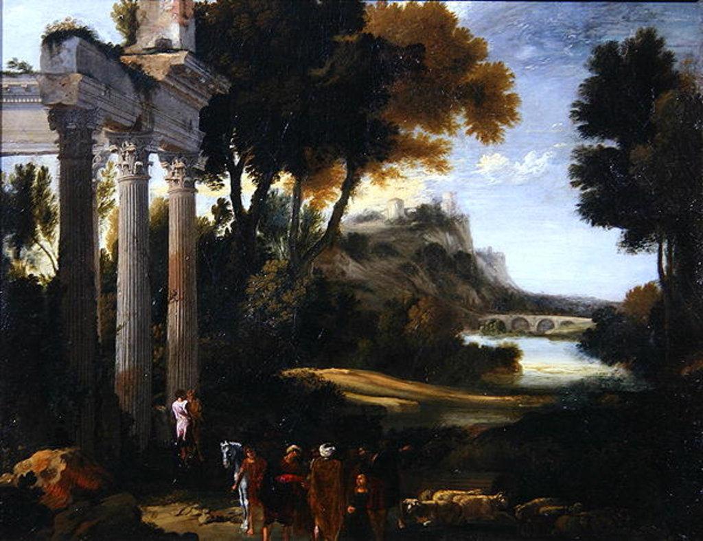 Detail of Classical landscape, 1760 by Giovanni Paolo Pannini or Panini