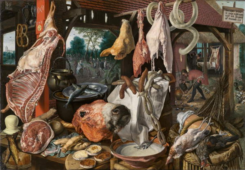 Detail of A Meat Stall with the Holy Family Giving Alms, 1551 by Pieter Aertsen