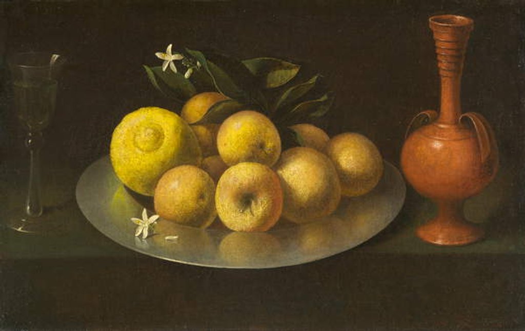 Detail of Still Life with Glass, Fruit, and Jar, c.1650 by Francisco de Zurbaran