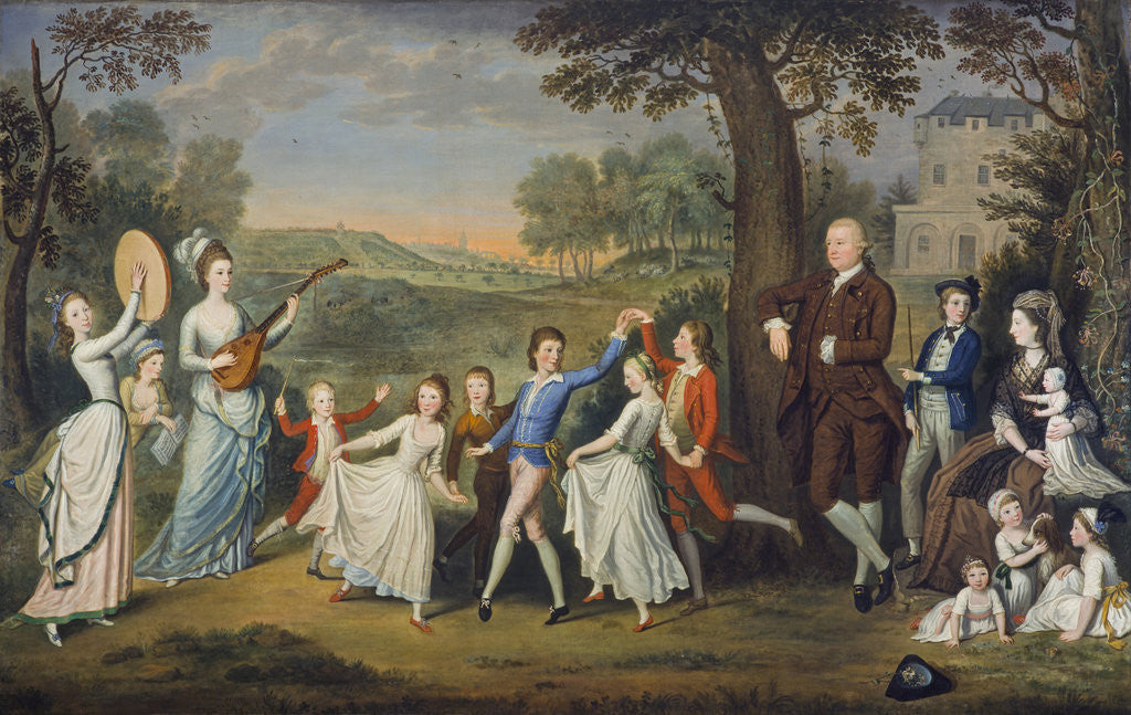 Detail of Sir John Halkett of Pitfirrane, 4th Bart (1720 - 1793), Mary Hamilton, Lady Halkett and their Family by David Allan