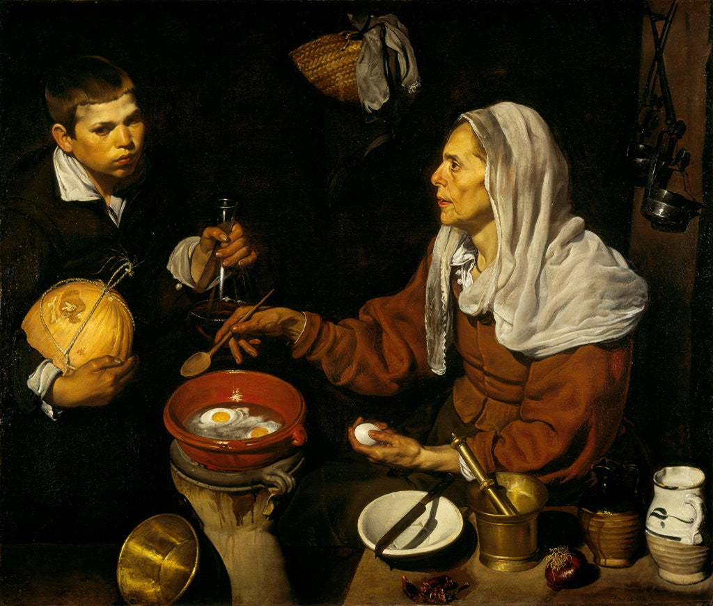 Detail of An Old Woman Cooking Eggs by Diego Rodriguez de Silva y Velazquez