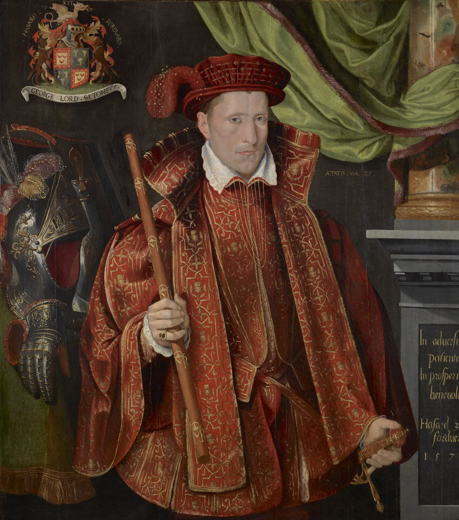 Detail of George, 5th Lord Seton (about 1531 - 1585), aged 27 by Attributed to Adrian Vanson