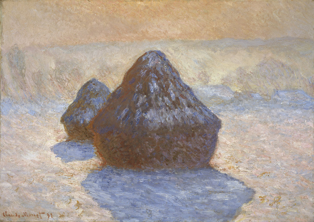 Detail of Haystacks: Snow Effect by Claude Monet