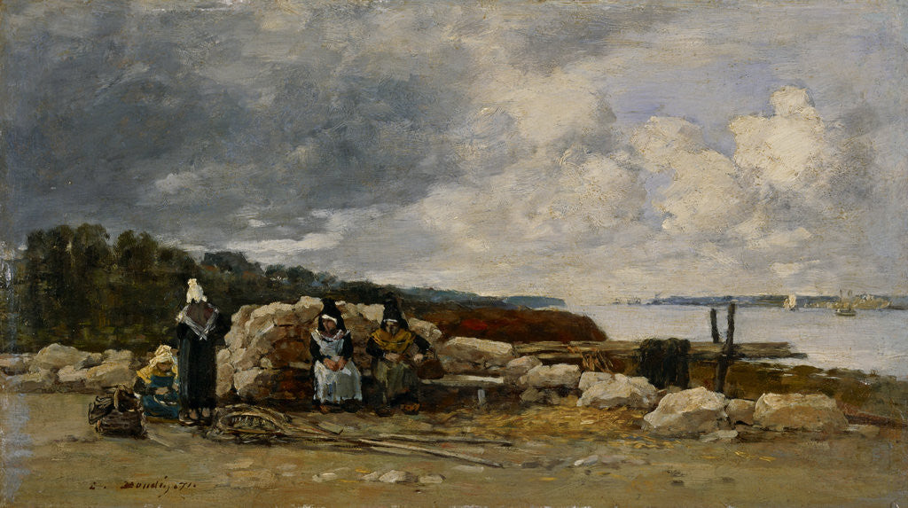 Detail of Kerhor, fisherwomen resting by Louis-Eugene Boudin