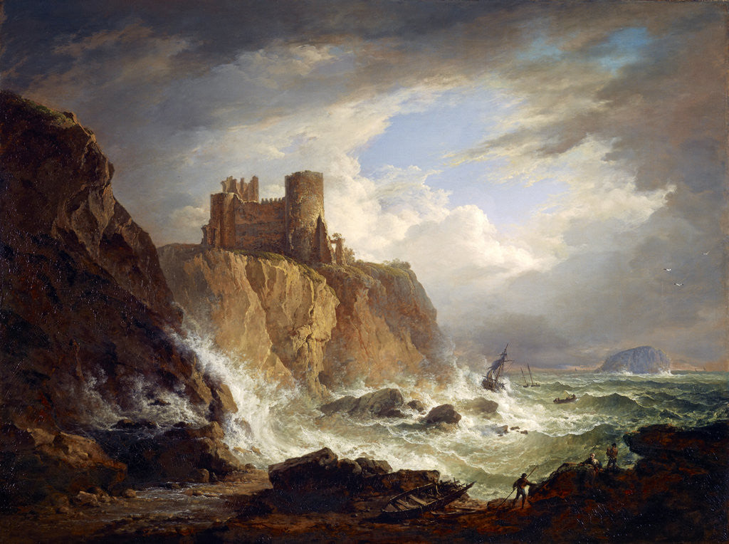 Detail of A View of Tantallon Castle with the Bass Rock by Alexander Nasmyth