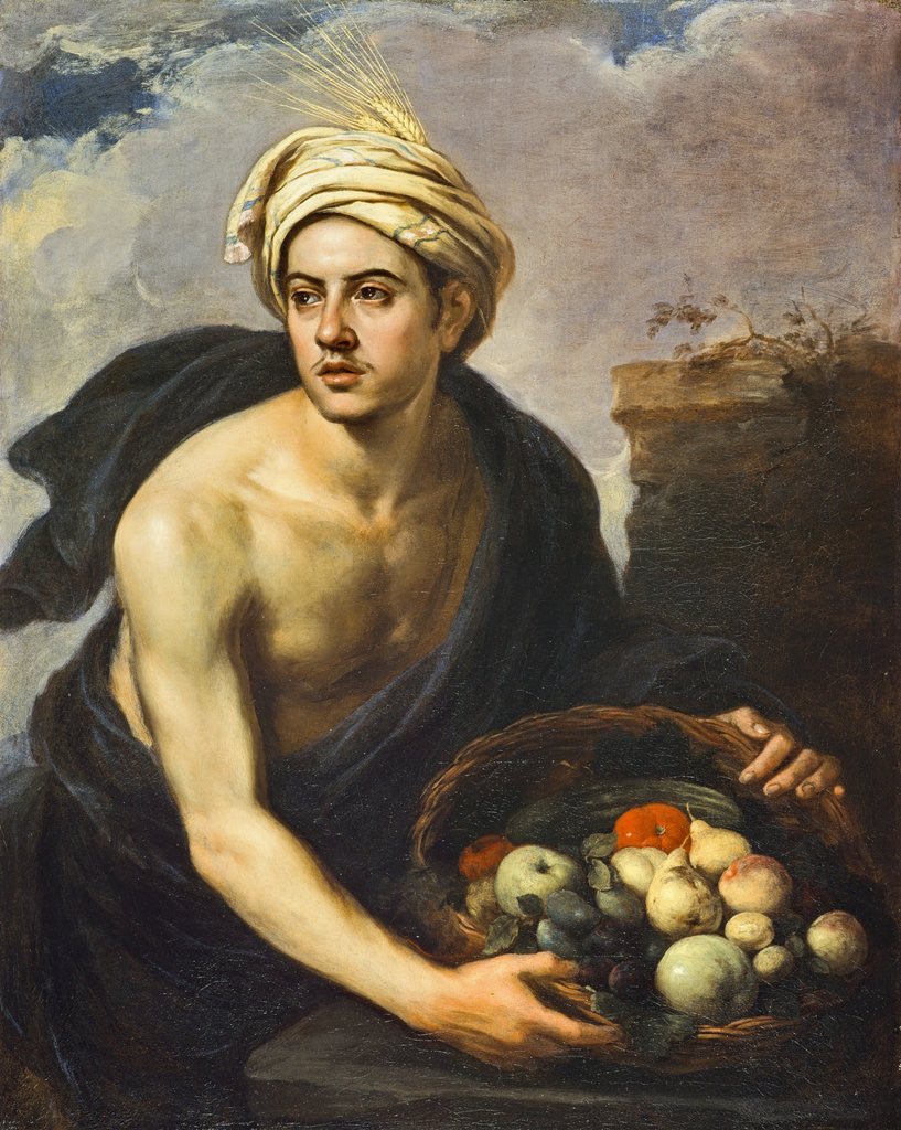 Detail of A Young Man with a Basket of Fruit (Personification of 'Summer') by Bartolome Esteban Murillo
