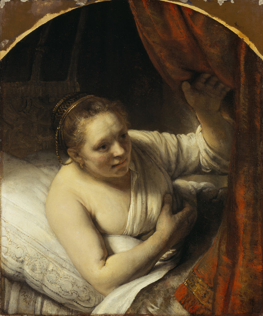 Detail of A Woman in Bed by Rembrandt (Rembrandt van Rijn)