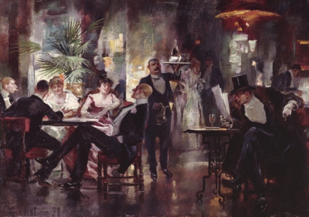 Detail of Cafe Society, 1899 by William Henry Pike