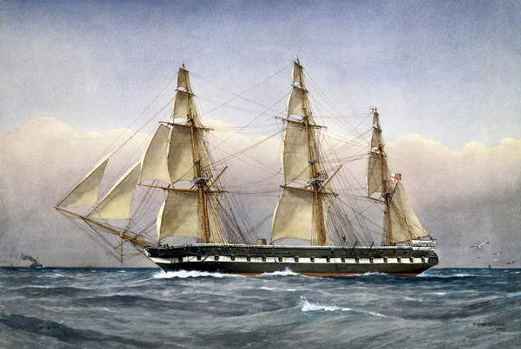 Detail of HMS Glasgow at Sea in 1861, 1903 by William Frederick Mitchell