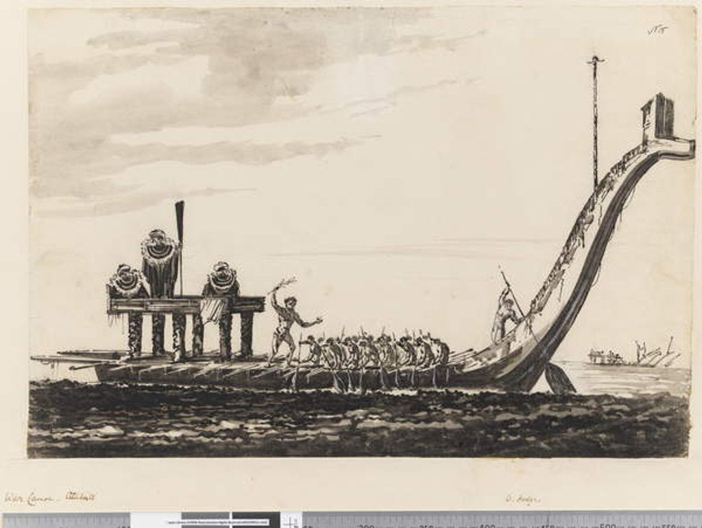 Detail of Page 15 War canoe, Otaheite, 1768-75 by William Hodges