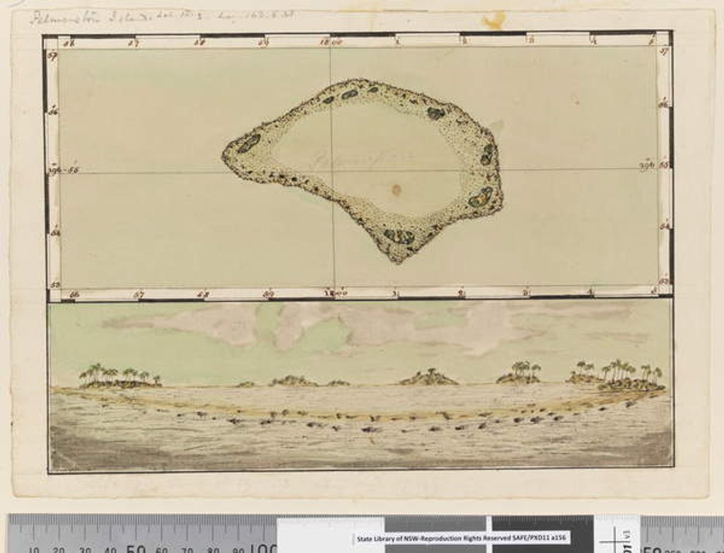 Detail of Page 25b/a Map and profile of Palmerston Island, 1768-75 by William Hodges