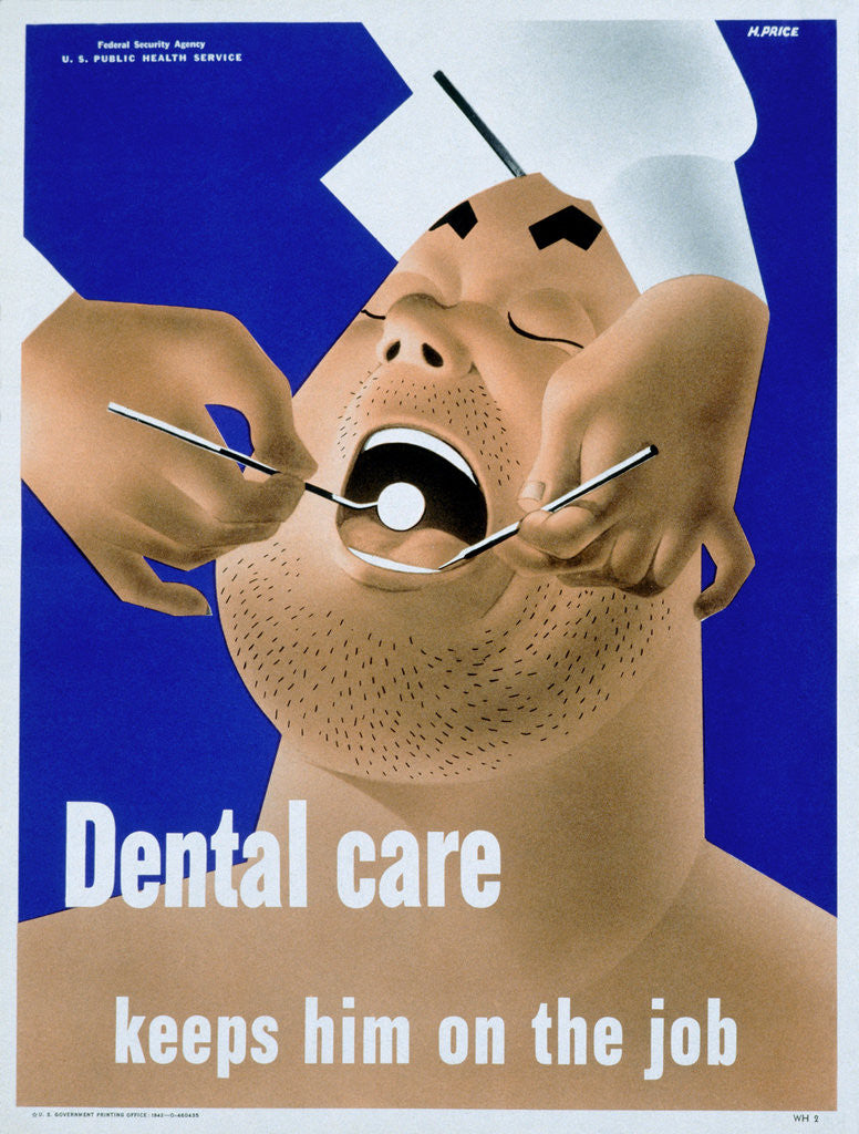 Detail of Dental Care Keeps Him on the Job Poster by Price