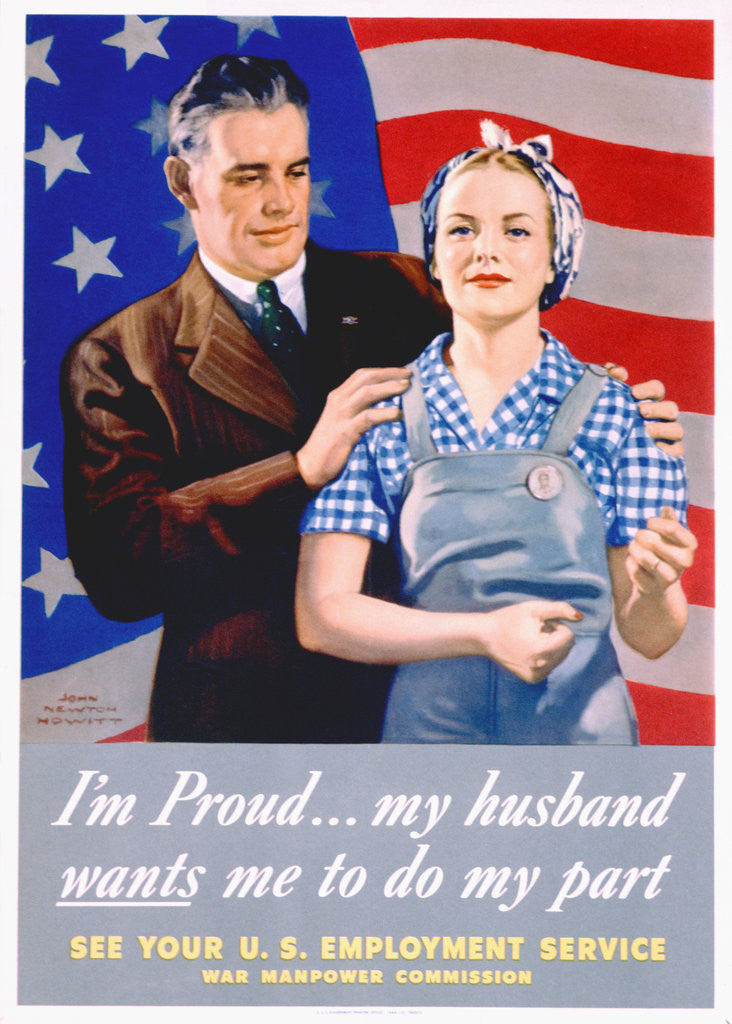 Detail of I'm Proud...My Husband Wants Me To Do My Part World War II Poster by John Newton Hewitt