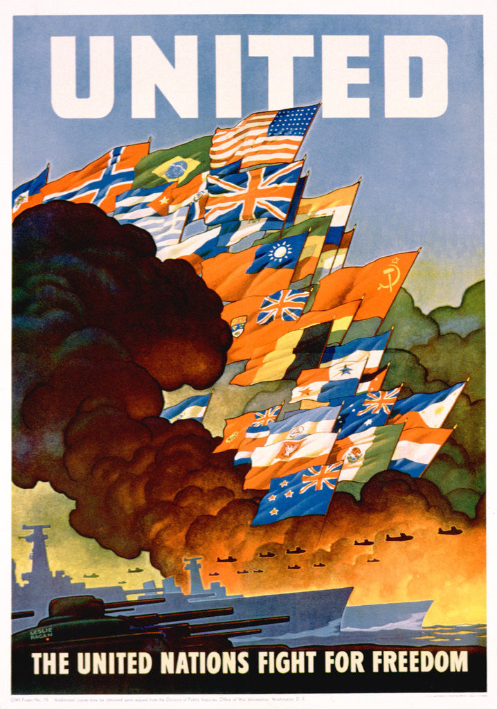 Detail of United - The United Nations Fight for Freedom Poster by Leslie Darrell Ragan