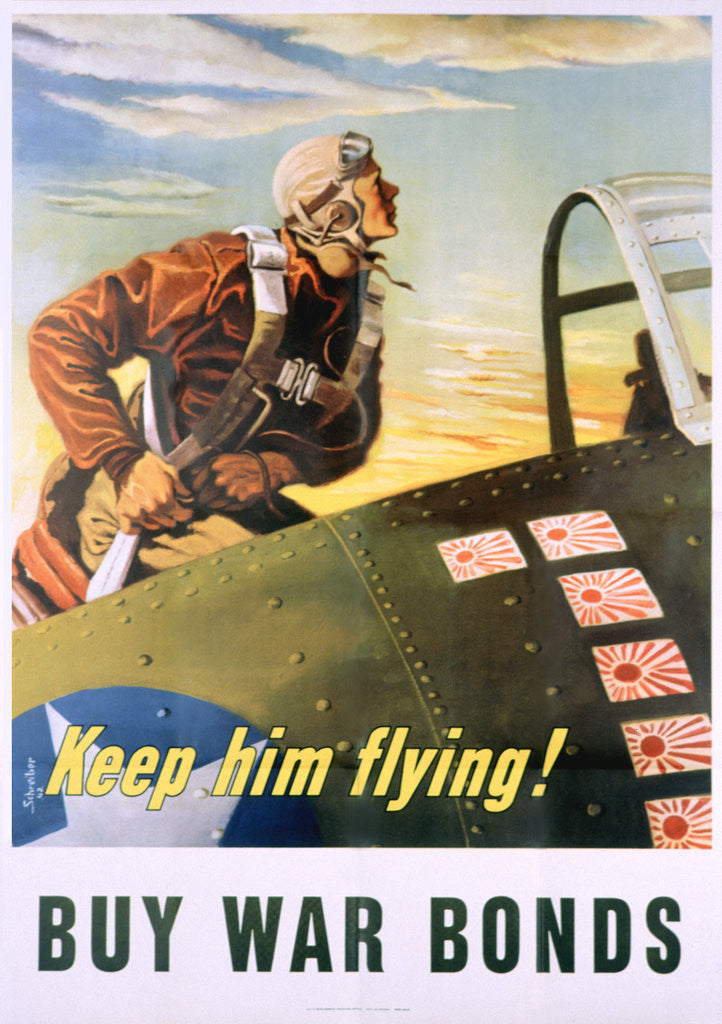 Detail of Keep Him Flying! Buy War Bonds Poster by Georges Schrieber