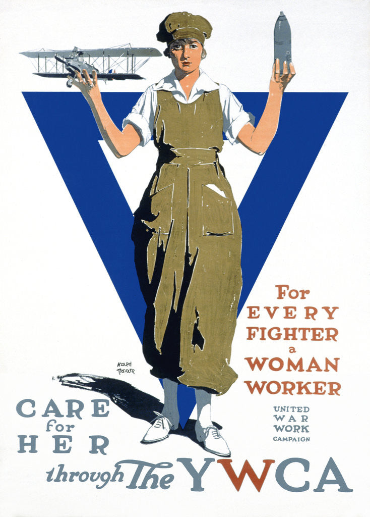 Detail of For Every Fighter a Woman Worker War Effort Poster by Adolph Triedler
