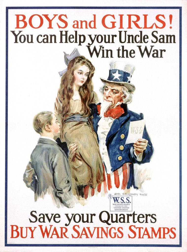 Detail of Boys and Girls! War Savings Stamps Poster by James Montgomery Flagg