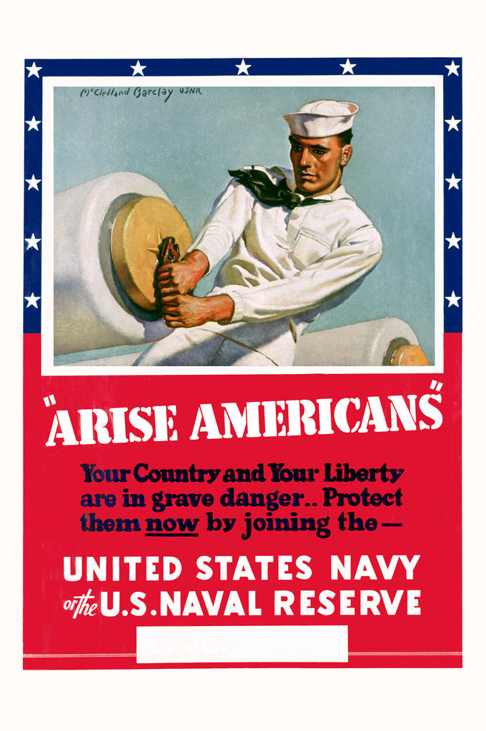 Detail of Arise Americans Navy Recruitment Poster by McClelland Barclay
