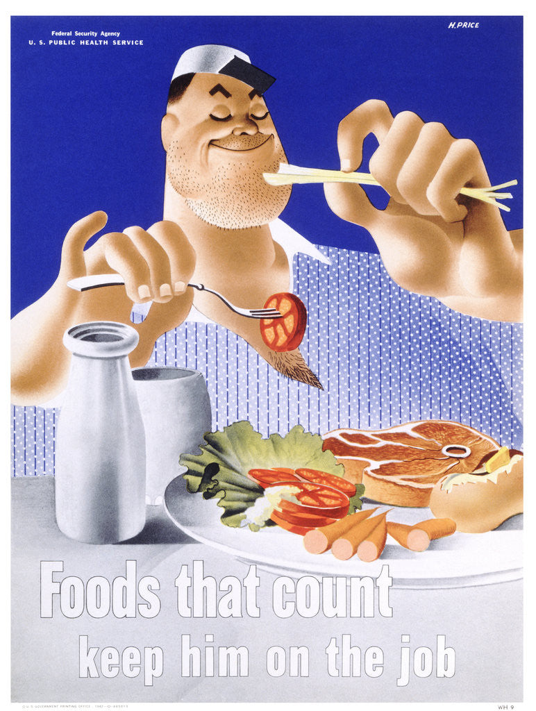 Detail of Foods That Count Keep Him on the Job Poster by Price