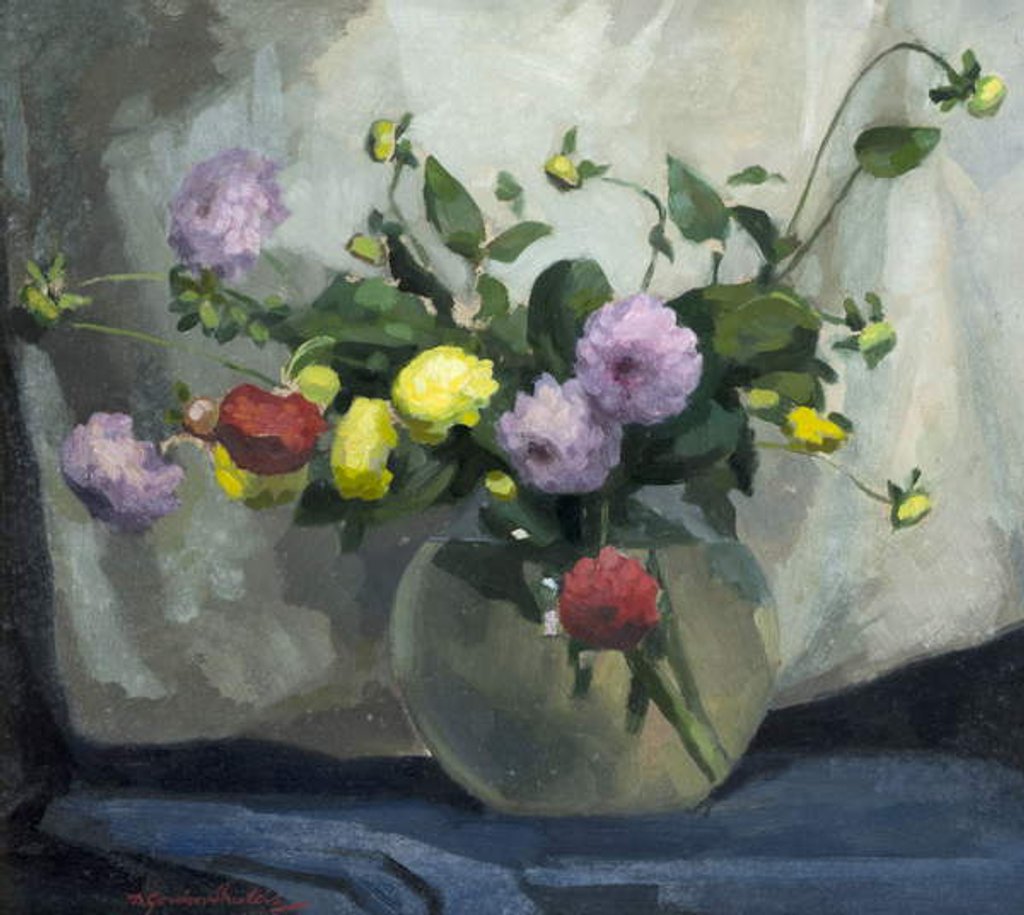 Detail of Still Life, Pompom Dahlias by Harry Gordon Shields