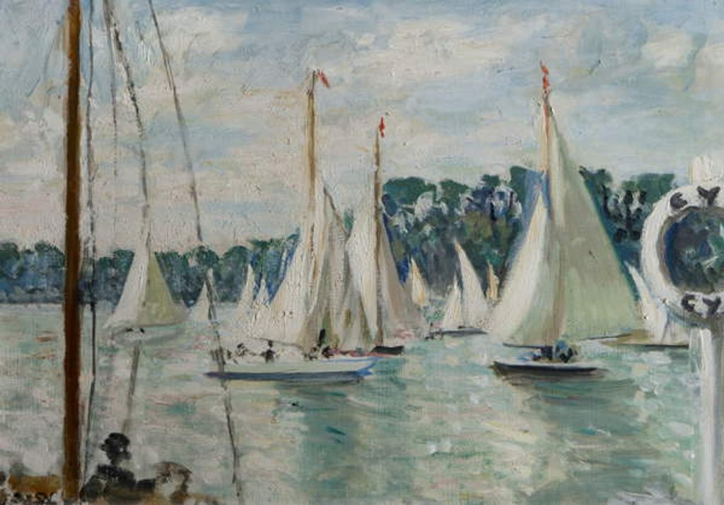 Detail of Racing Yachts on the Seine by Jacques-Emile Blanche