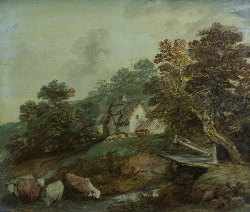 Detail of Cattle watering in a stream by Thomas Gainsborough