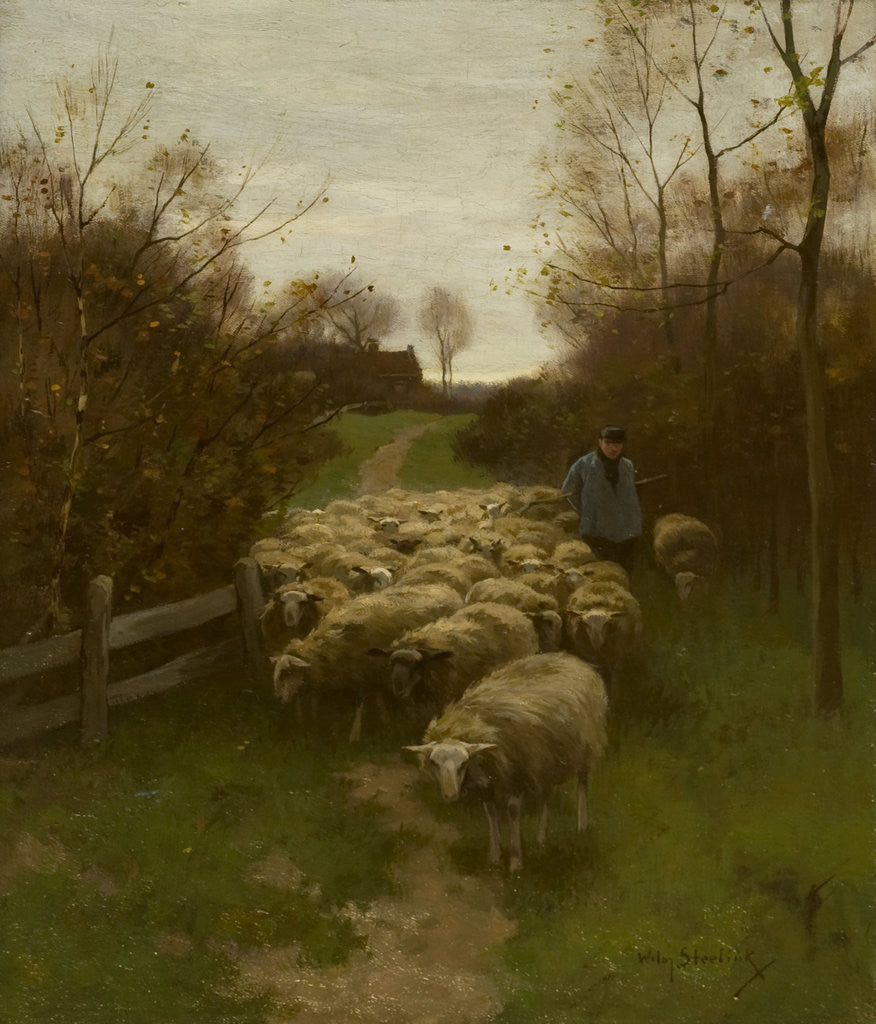 Detail of The Shepherd with his Flock by William Steelink