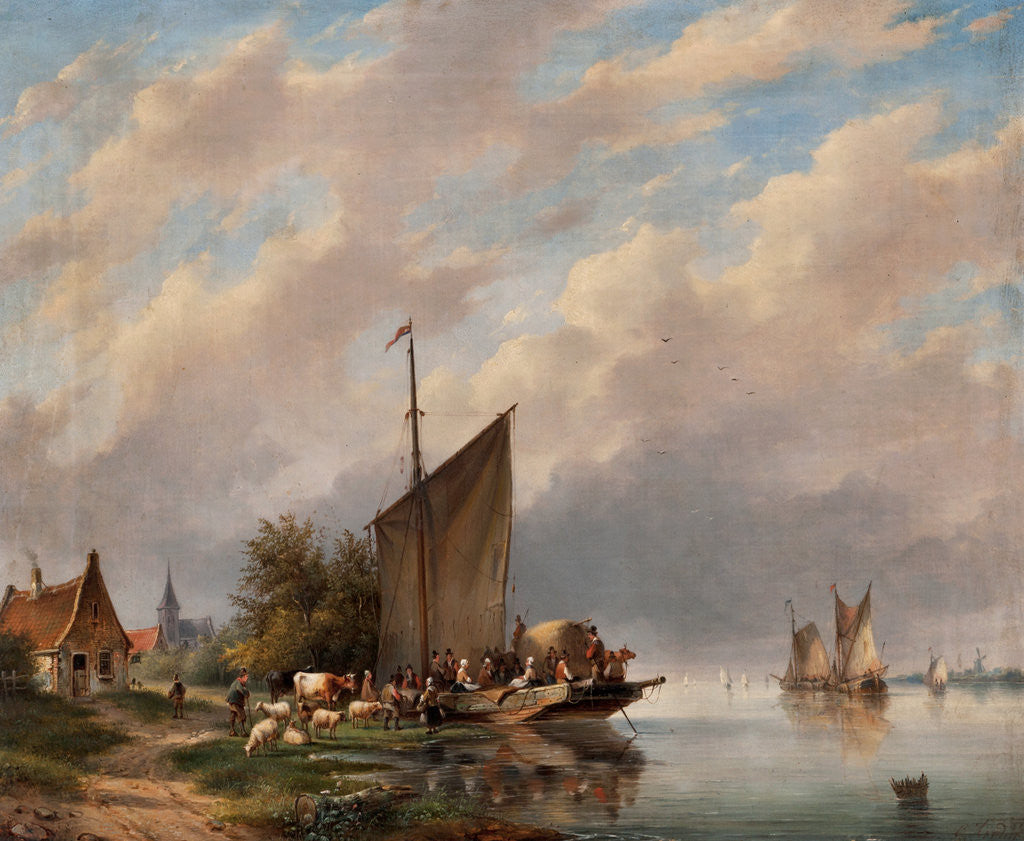 Detail of A Dutch River Scene by Gerardus Hendricks