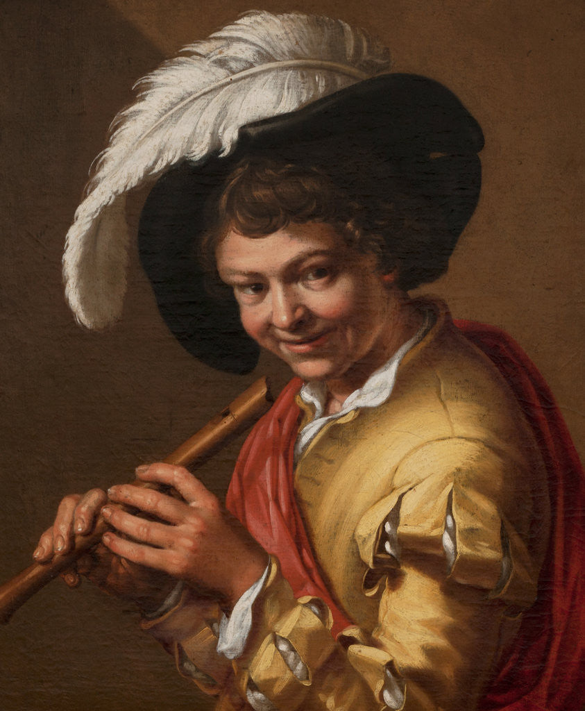 Detail of Boy with a flute by Abraham Bloemaert