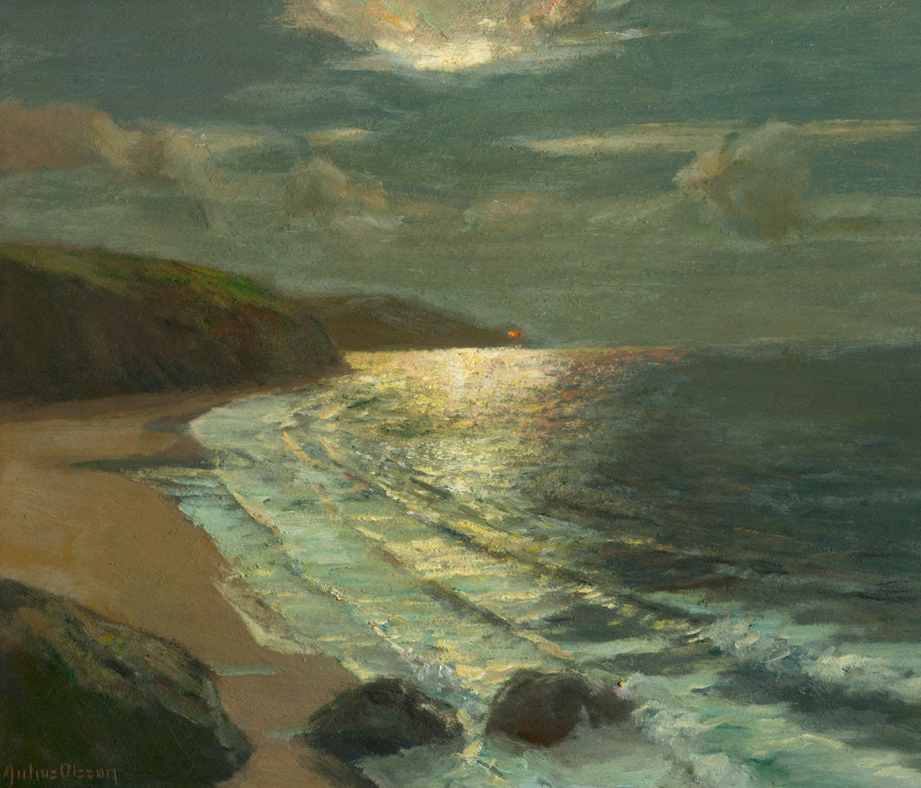 Detail of Moonlight on the coast by Julius Olsson