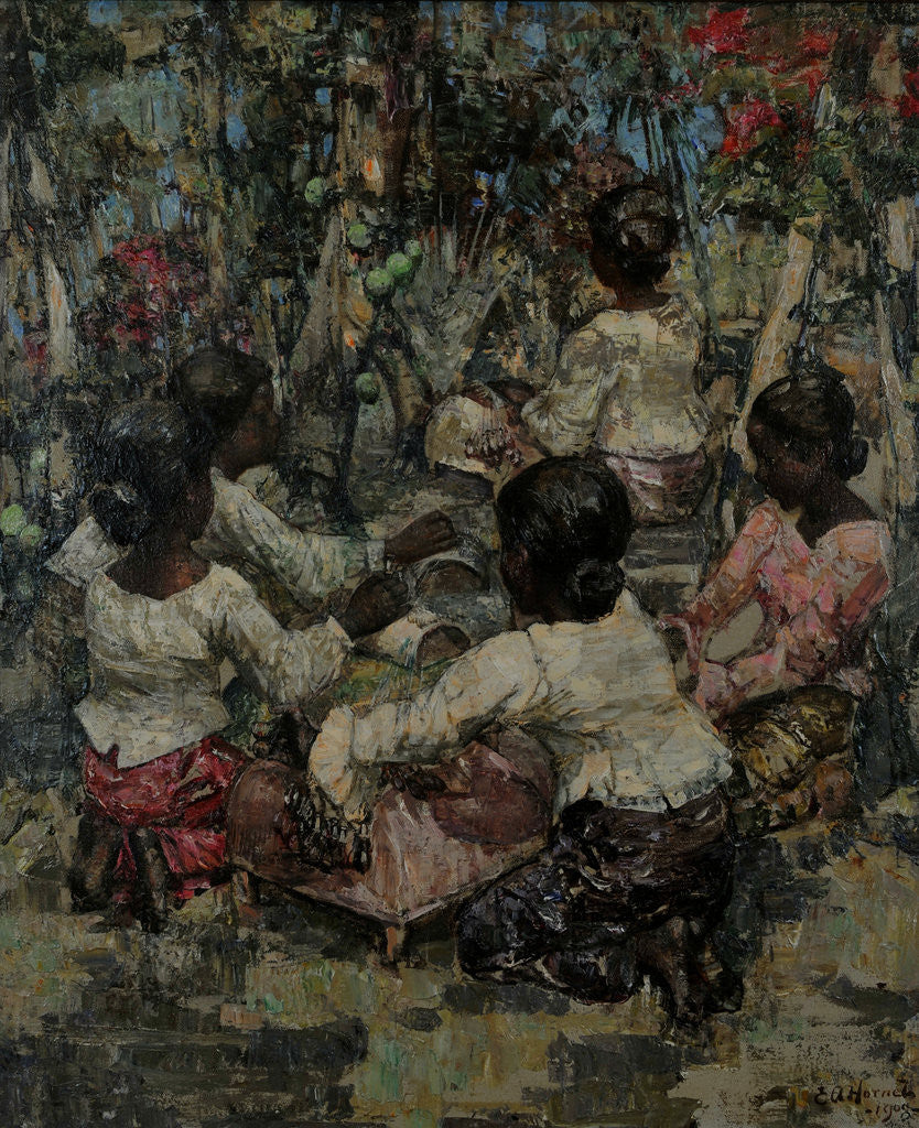 Detail of Lace Makers, Ceylon, 1908 by Edward Atkinson Hornel
