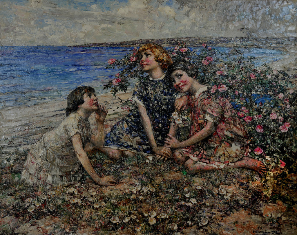 Detail of Brighouse Bay, Wild & Burnet Roses, 1929 by Edward Atkinson Hornel