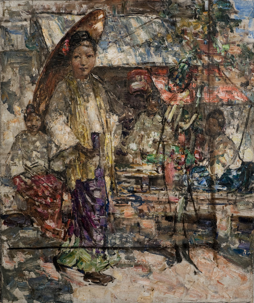Detail of Burmese Girls and Market Stalls, c.1922-27 by Edward Atkinson Hornel