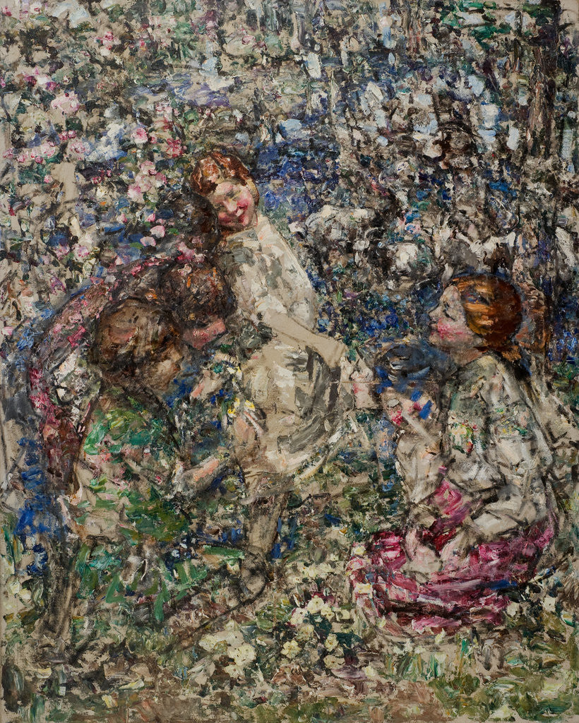 Detail of The Bluebell Wood, Gathering Primroses, 1897-1933 by Edward Atkinson Hornel