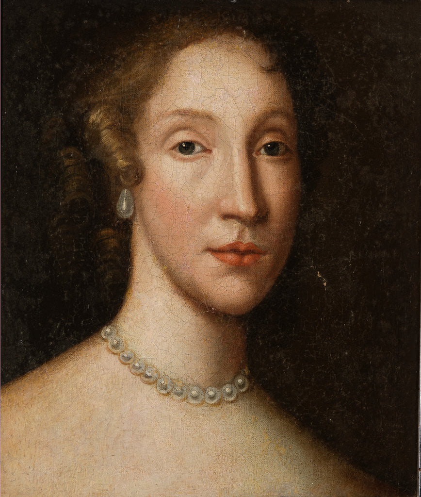 Detail of Head of a Lady with a Pearl Necklace by British School
