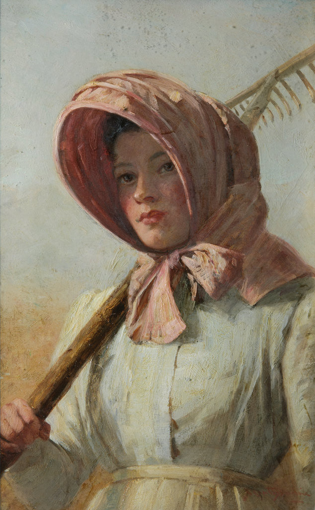Detail of A girl with a rake over her shoulder, c.1900 by British School