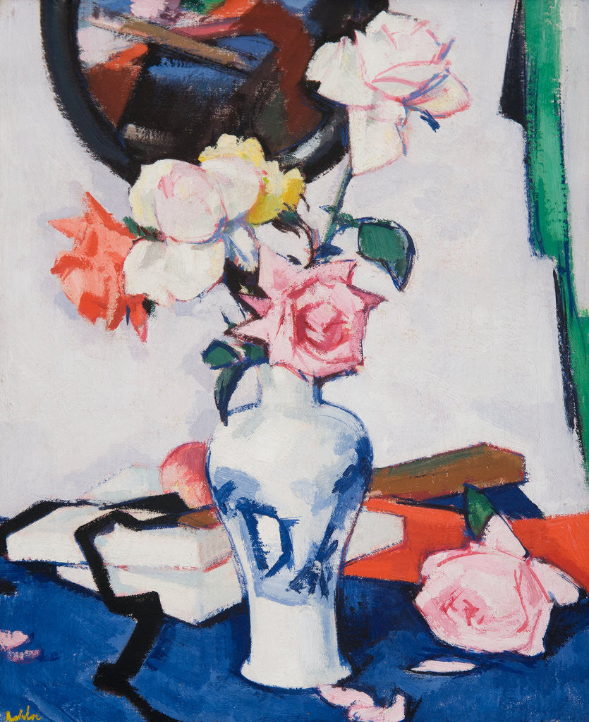 Detail of Still Life with Roses and Mirror by Samuel John Peploe