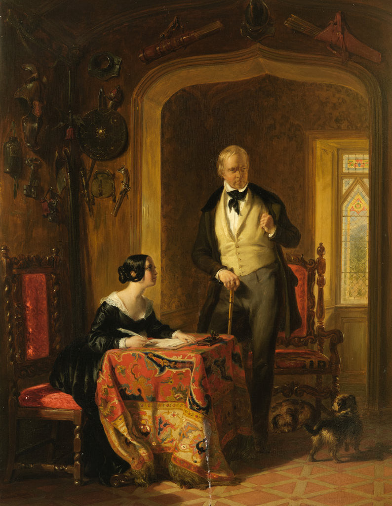Detail of Sir Walter Scott Dictating to his Daughter, Anne, in the Armoury at Abbotsford 1844 by William Allan